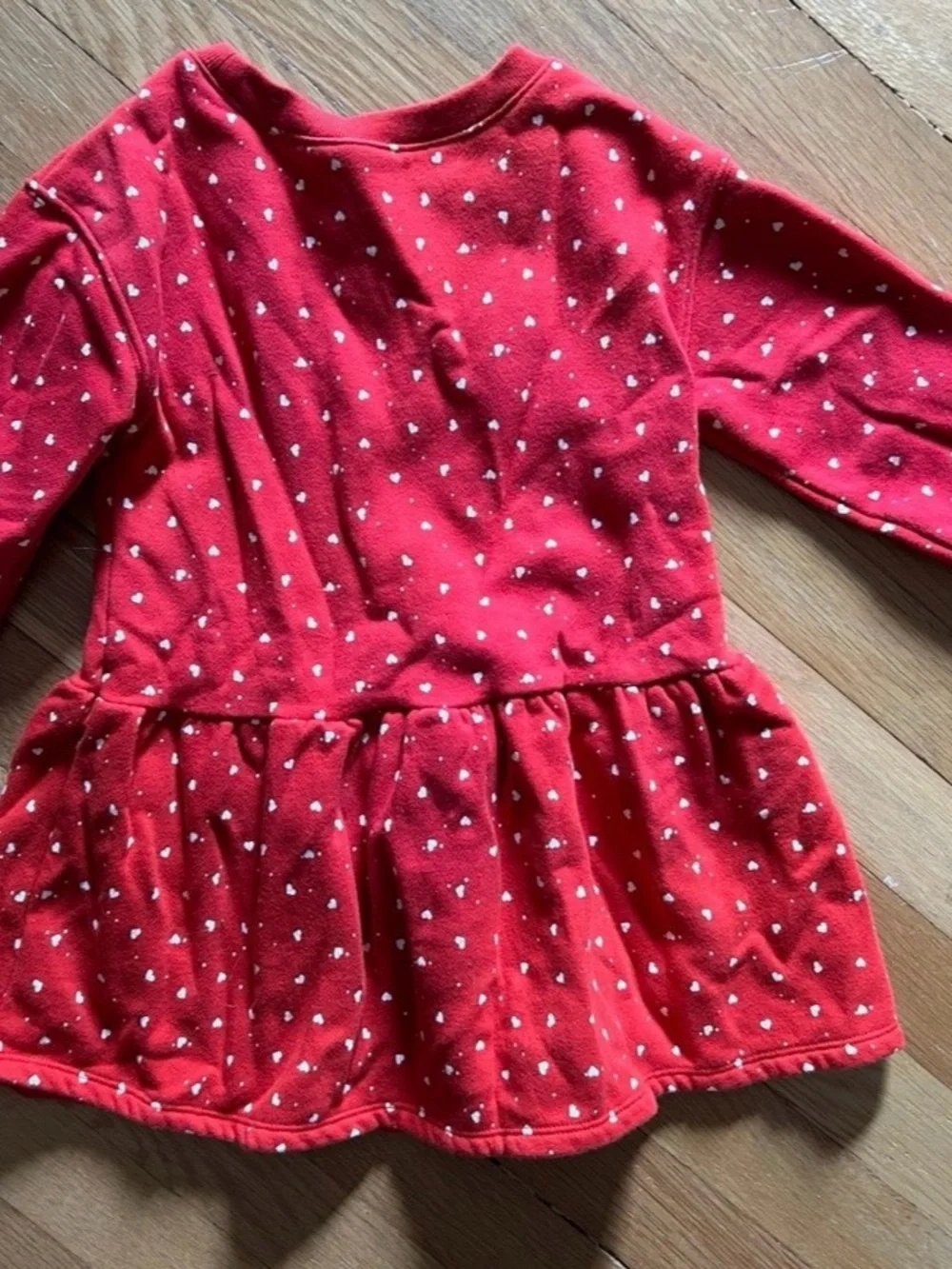 GAP Red Long-Sleeve Heart Peplum Top